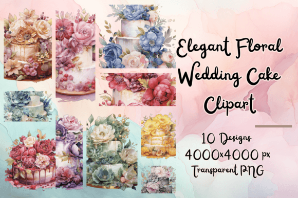 10 Elegant Floral Wedding Cake Cliparts for Timeless Design