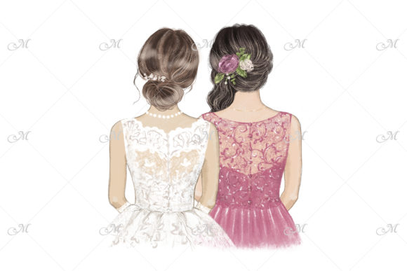 Best Friend on Wedding Day Illustration: A Vintage Design Asset