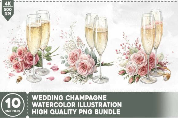 Elevate Your Designs with a Wedding Champagne PNG Bundle