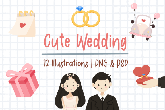 Enchanting Designs with 12 Cute Wedding Illustrations
