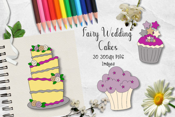 Enchanting Fairy Wedding Cakes CU Clipart for Designers