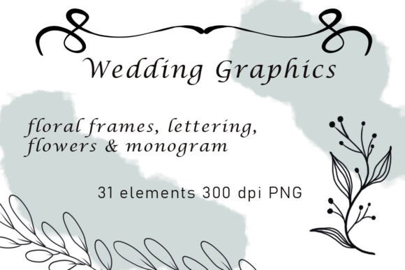 Hand-Drawn Wedding Graphics, Lettering, Clipart Png