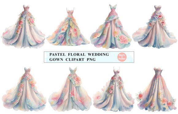 Mastering Pastel Floral Wedding Gown Clipart PNG Designs