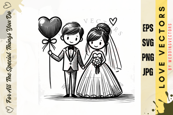 Storybook Romance: A Designer's Guide to Wedding Couple and Love Vectors - C3128