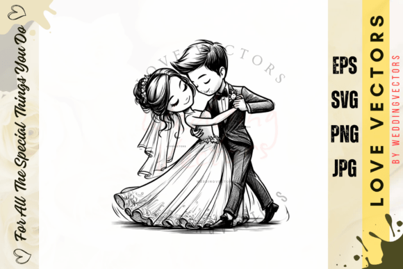 Timeless Romance: Crafting with Wedding Couple and Love Vectors - C3103