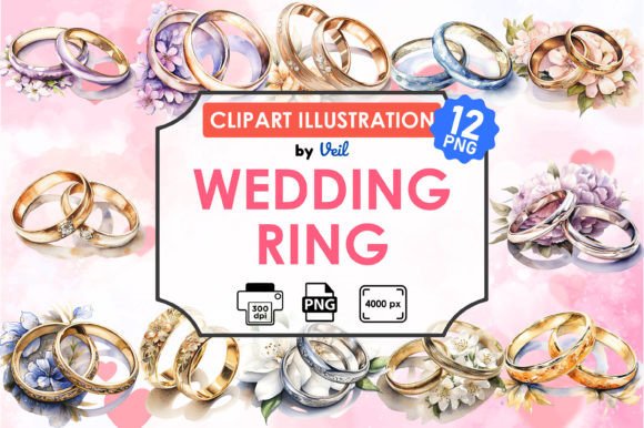 Valentine Wedding Ring Clipart Bundle for Design