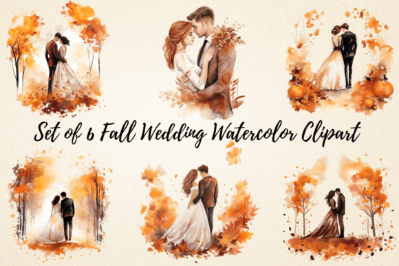 Warm Autumn Hues: Your Fall Wedding Watercolor Clipart Bundle