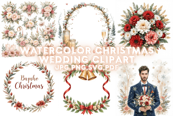 Watercolor Christmas Wedding Clipart: A Designer's Festive Toolkit