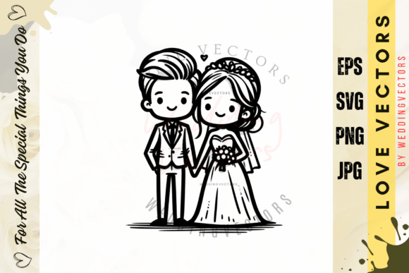Wedding Couple and Love Vectors - C3031: Timeless Design Assets