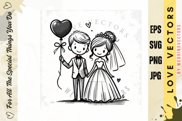 Wedding Couple and Love Vectors - C3080