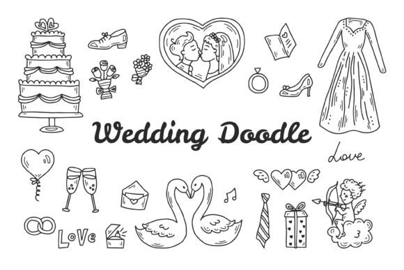 Wedding Doodle Clipart: Hand-Drawn Charm for Every Project
